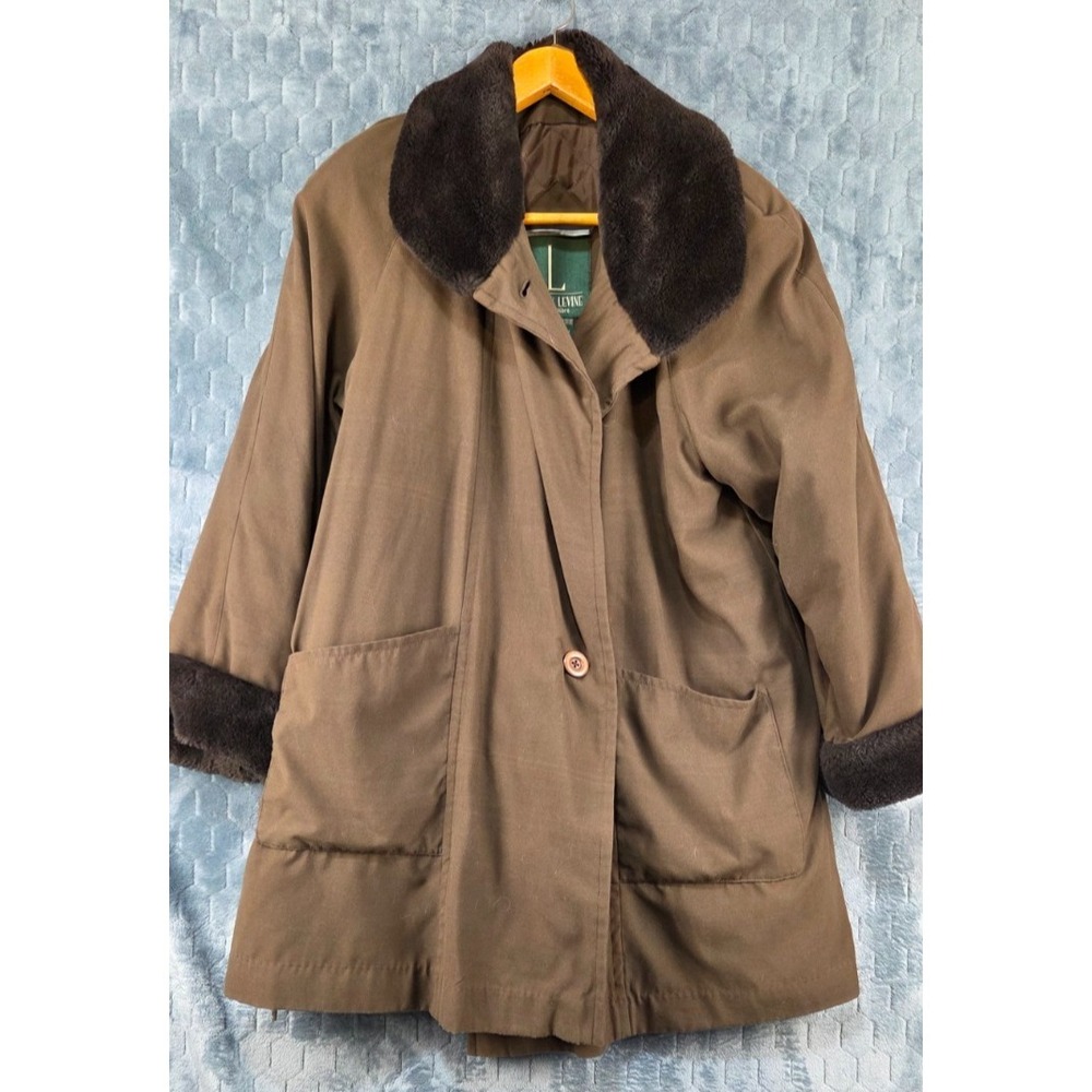 LARRY LEVINE MICROFIBER WOMEN'S Tan WINTER COAT JACKET - Large